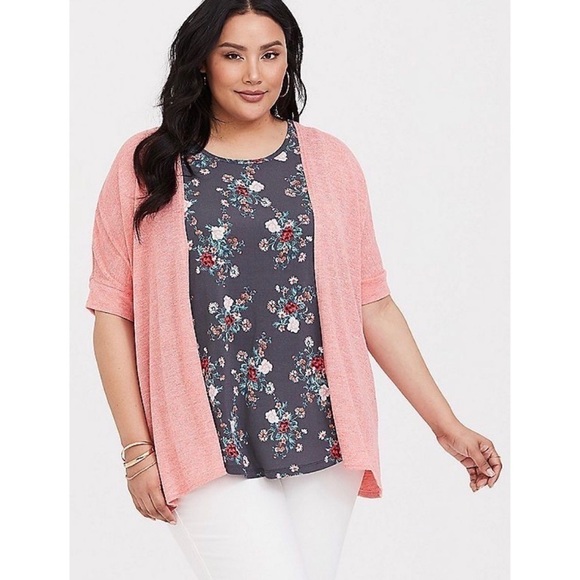 Nwot Torrid Coral Hacci Dolman Cardigan - Picture 1 of 6